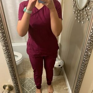 Wine colored Cherokee Infinity scrub jogger set